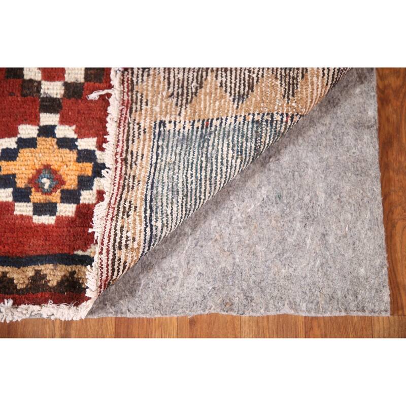 Orange Qashqai Persian Vintage Area Rug Handmade Wool Carpet - 3'3"x 6'1"