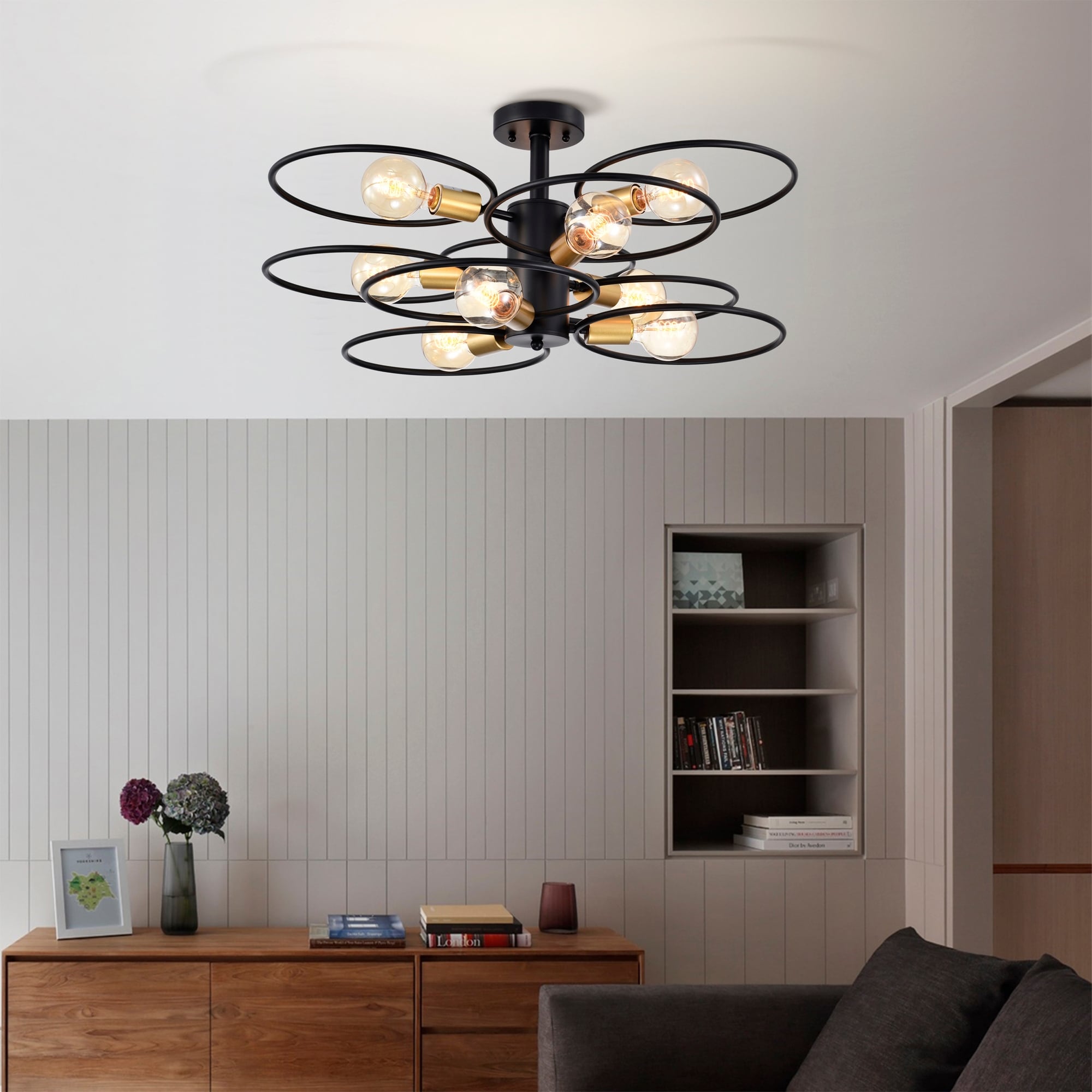 Camilla Semi Flush Mount Ceiling Light Matte Black Finish 9 Light N A On Sale Bed Bath Beyond 35296212