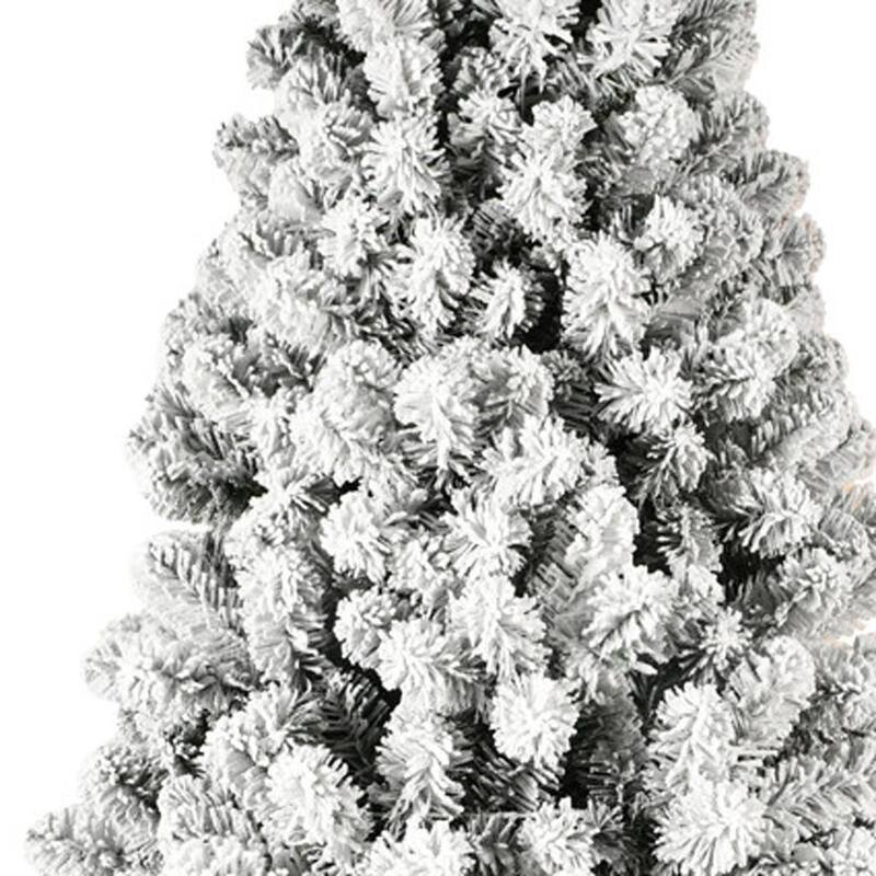 HomeRoots 8' White Pre Lit Full Flocked Fir Christmas Tree - 54.00 in. x 96.00 in. x 54.00 in.