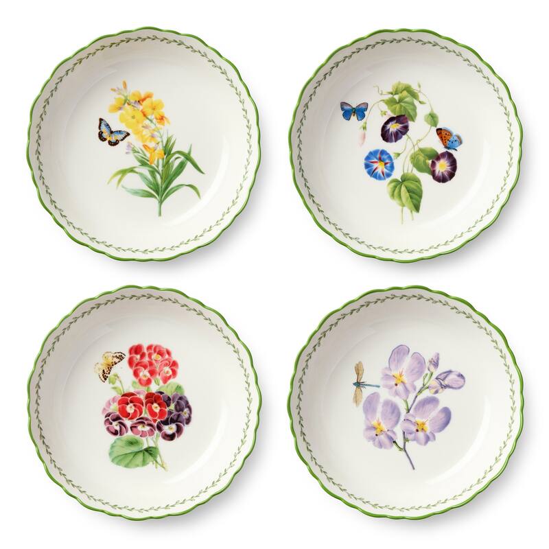 Certified International Mirabella 9" Soup/Cereal Bowls, Set of 4 Assorted Designs - 9.00"L x 9.00"W x 2.00"H