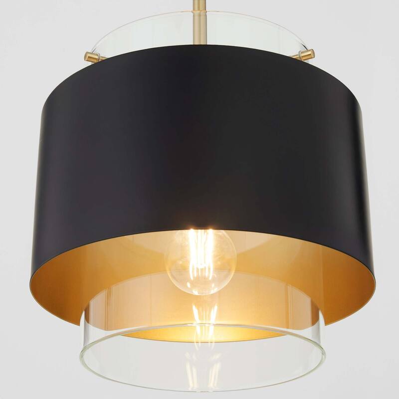 Quorum International 11" Wide Pendant with Metal and Glass Shade