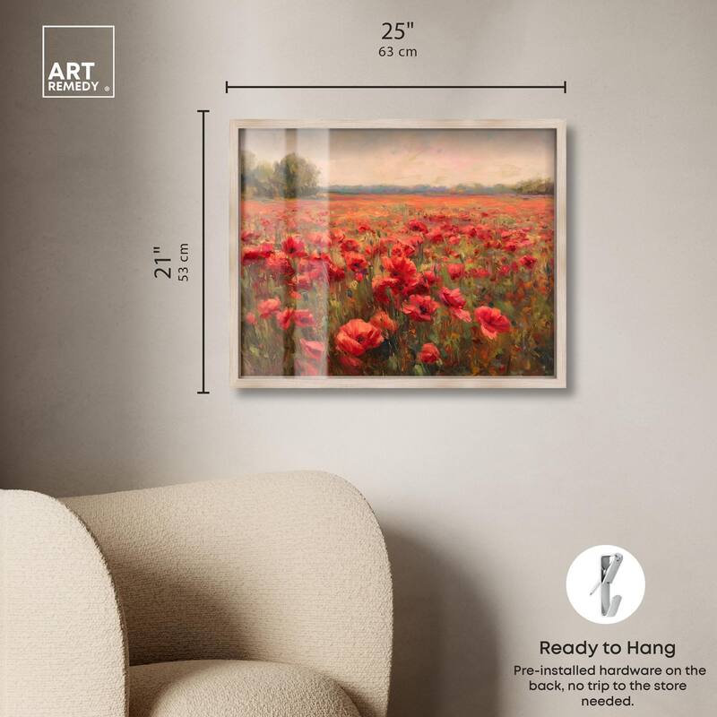 Sea of Red Poppies II Shadowbox by Art Remedy