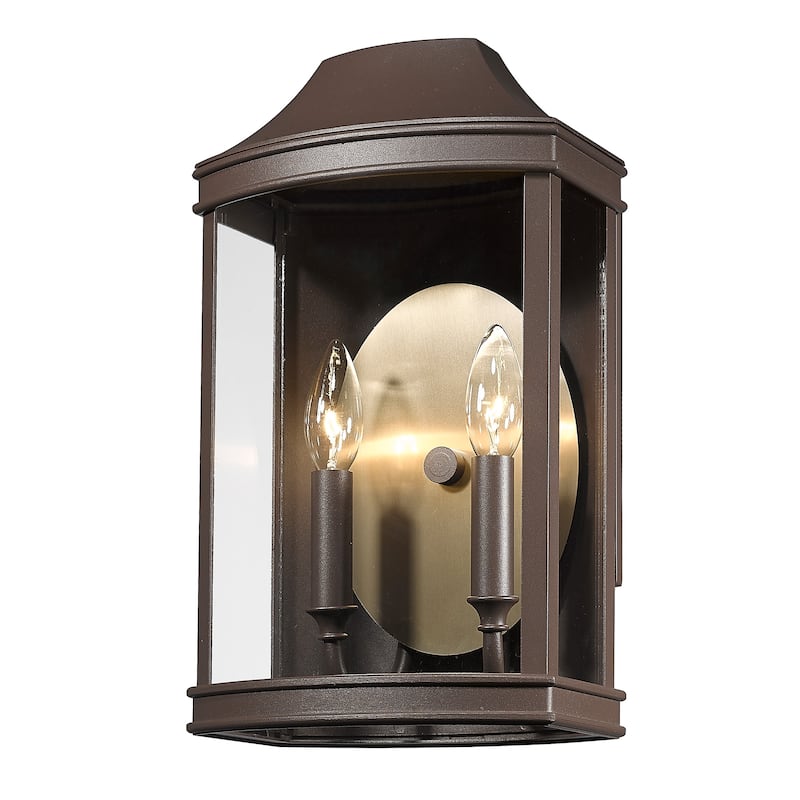 Cohen Medium Wall Sconce - Outdoor - Textured Bronze and Gold with Clear Glass Panels