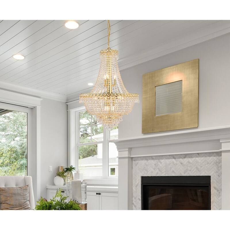 Elegant Lighting Gold 24-inch Royal-cut Crystal Clear Hanging 12-light Chandelier