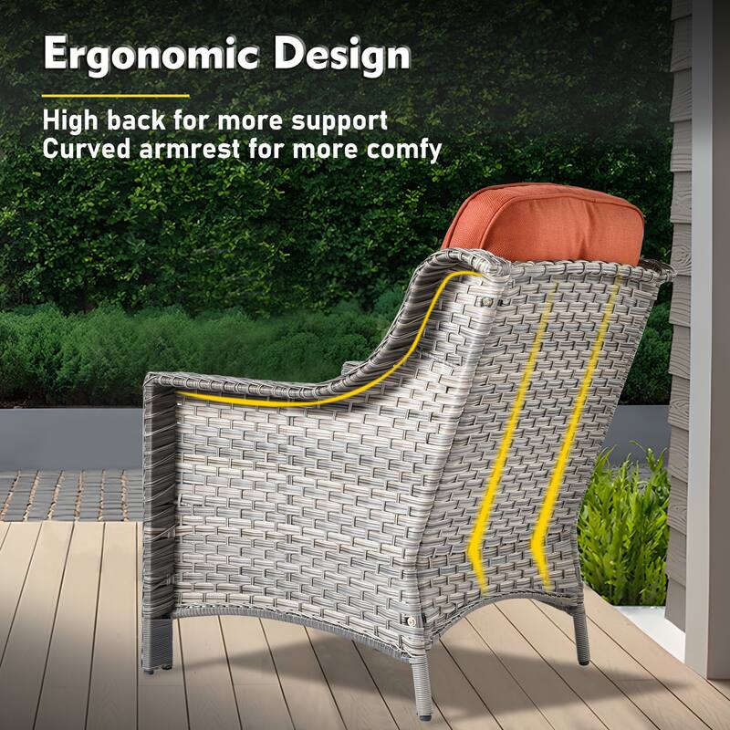 XIZZI 2-piece Patio Furniture Wicker Outdoor Chair Set