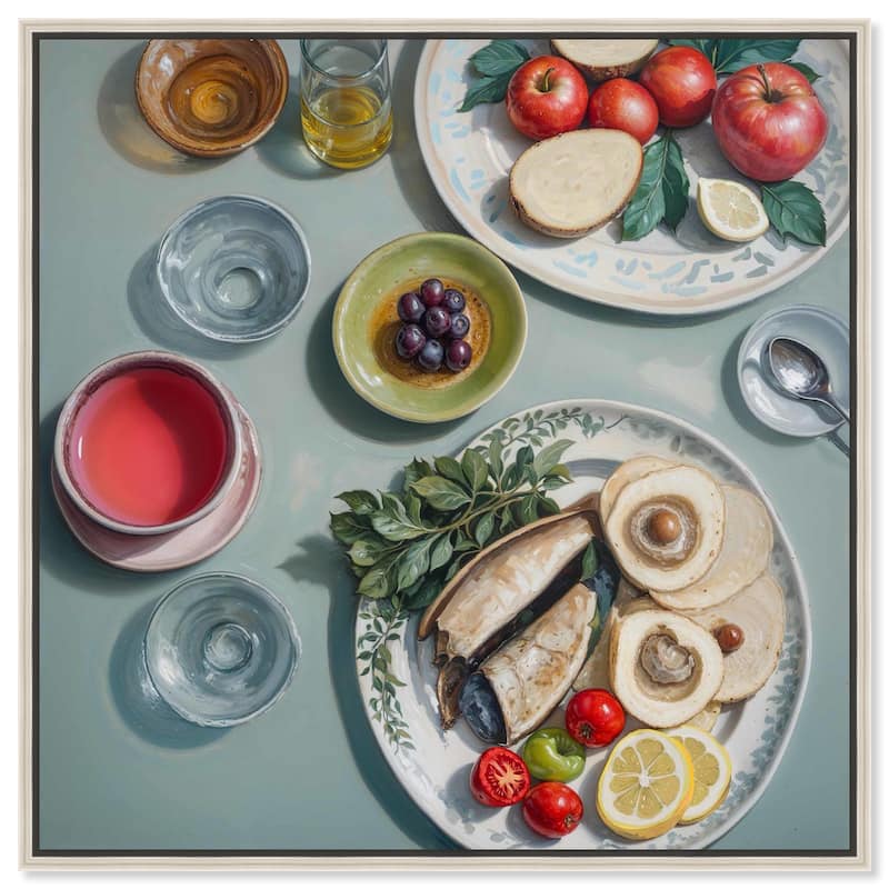 Sea Feast Canvas by Art Remedy - Silver - 12" x 12"