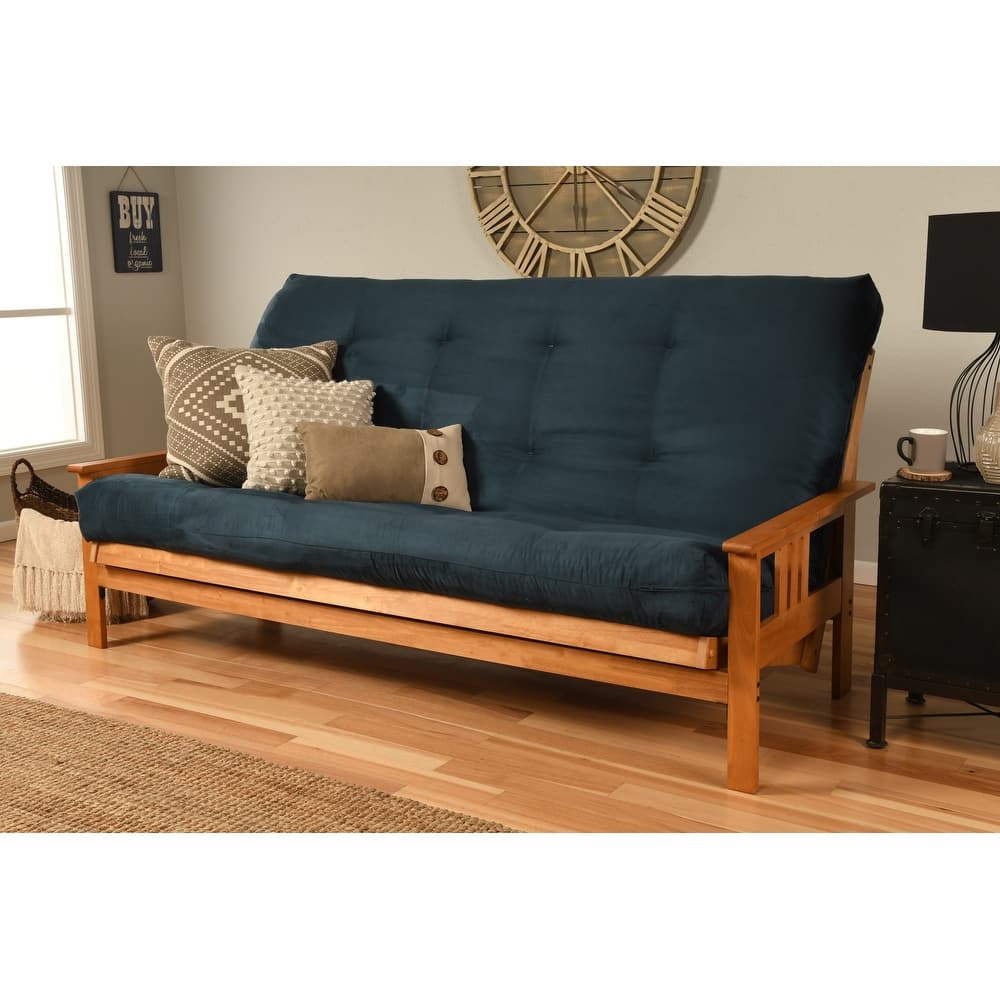 Butternut Finish Hardwood Queen-size Futon Set with Suede Mattress