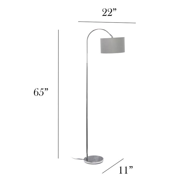 Simple Designs 66" Modern Brushed Nickel Arched Floor Lamp, With LED Bulb Included