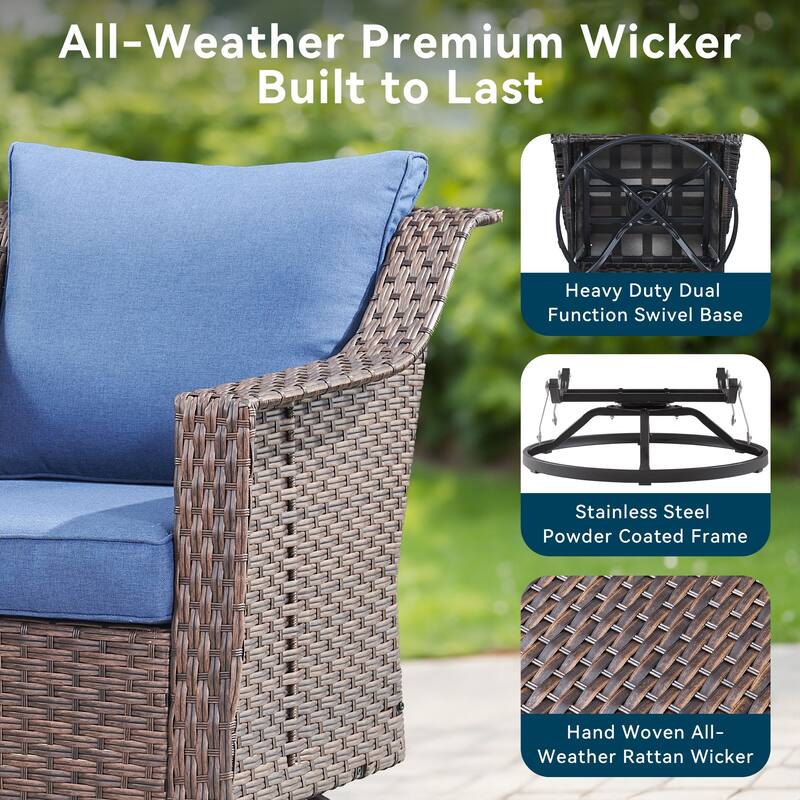 Pocassy All-Weather Rattan Patio Funiture Set