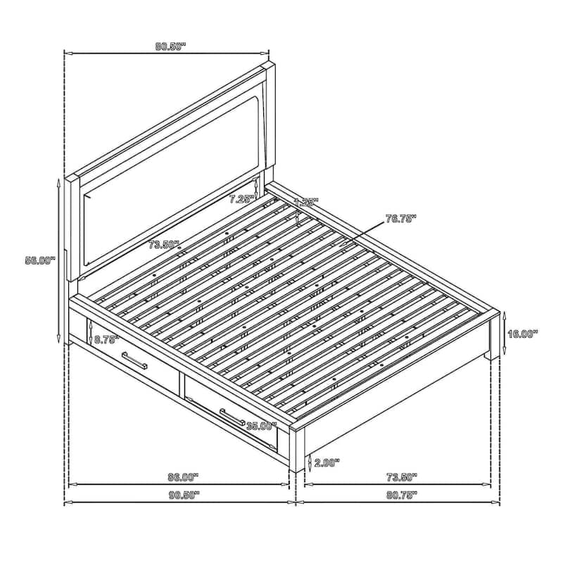 Keno Cal King Bed, Upholstered LED Headboard, 4 Storage Drawers, Brown