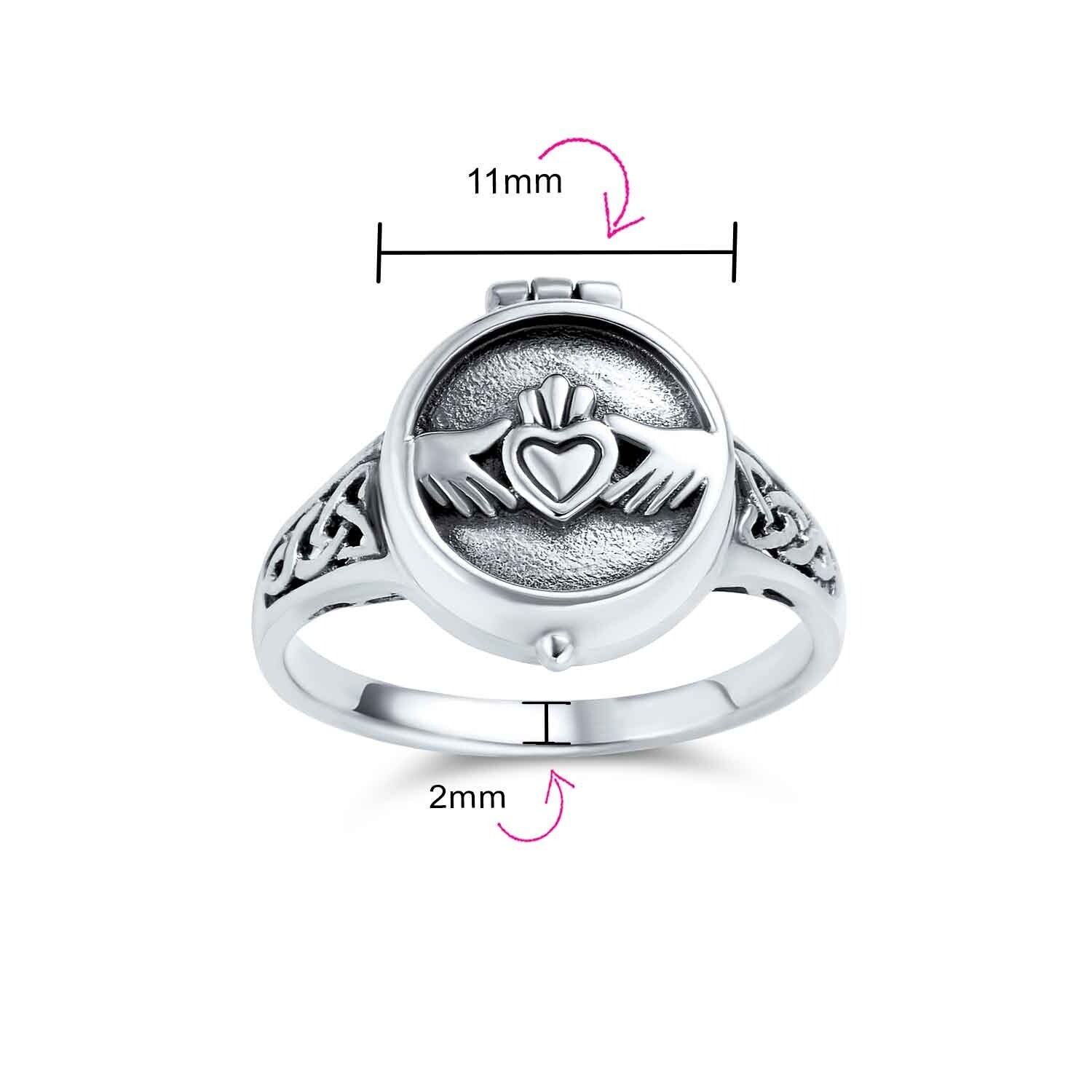 Shop Celtic Irish Couples Heart Locket Claddagh Ring 925 Sterling Silver Overstock 17984003