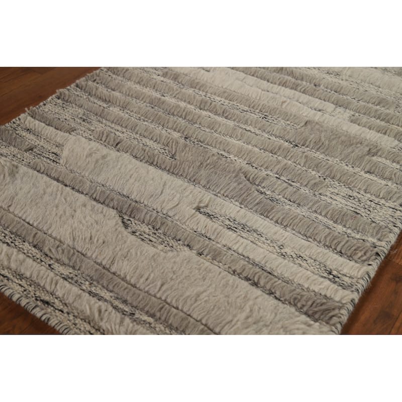 Moroccan Oriental Accent Rug Handmade Stripe Wool Carpet - 2'0"x 3'0"