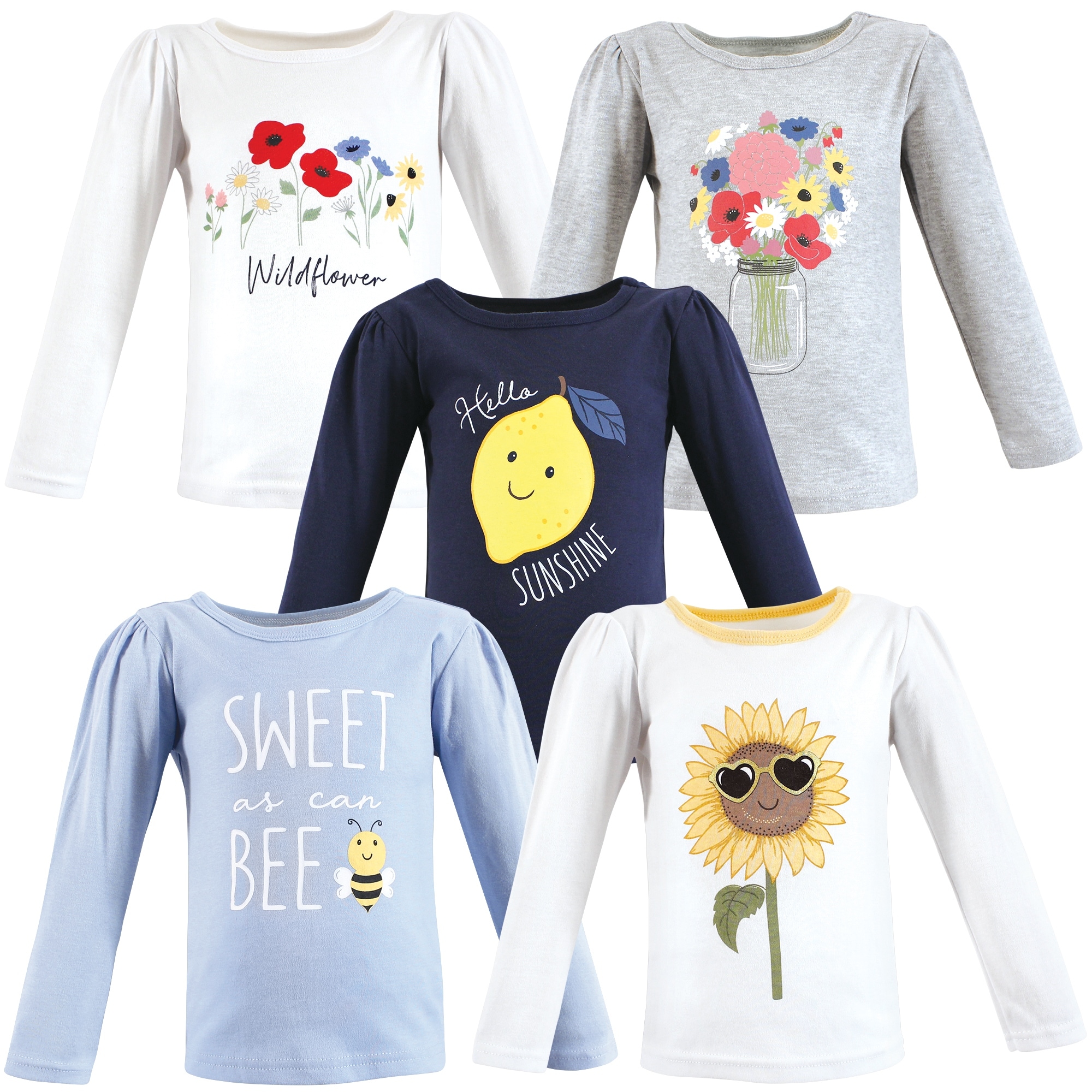 Hudson Baby Toddler Girl Long Sleeve T-Shirts, Wildflowers