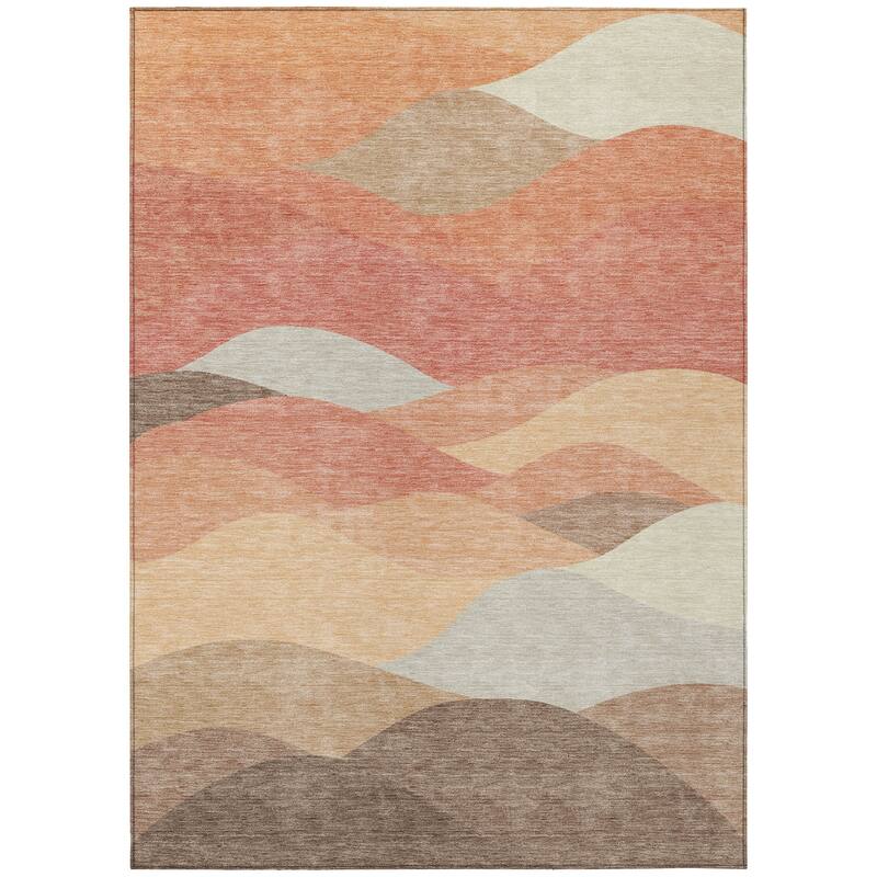 Machine Washable Indoor/ Outdoor Modern Horizon Chantille Rug