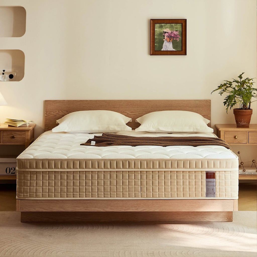 Mattress 14 Inch Hybrid Pillow Top Gel Memory Foam Medium Firm Motion Isolation Edge Support Fiberglass-Free