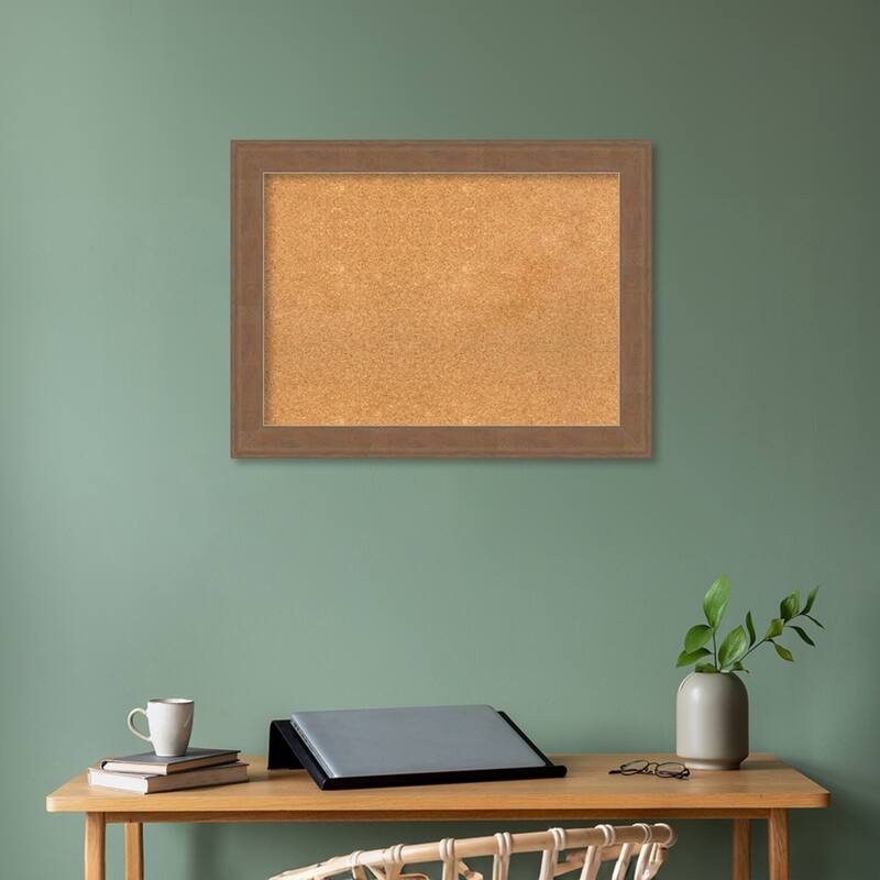 Alta Medium Brown Framed Natural Corkboard Bulletin Board, Organization Board, Pin Board