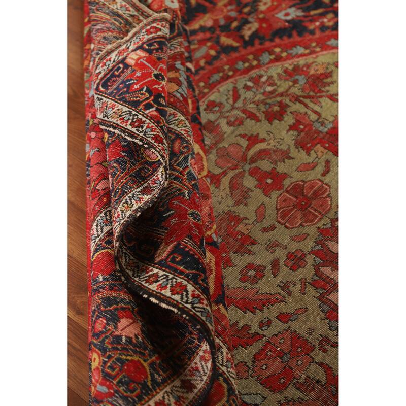 Hand Knotted Oriental 100% Wool Carpet Traditional Floral Navy Blue & Blues Sarouk Area Rug - 10' 5'' X 6' 10''