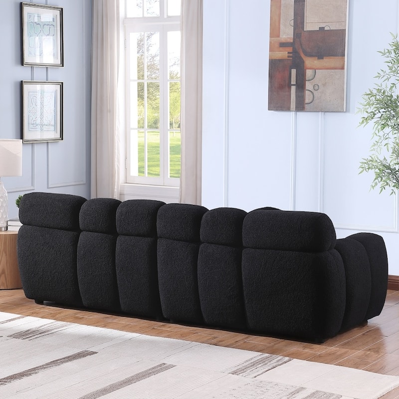 87.4" 3-Seater Boucle Sofa with Wood Frame