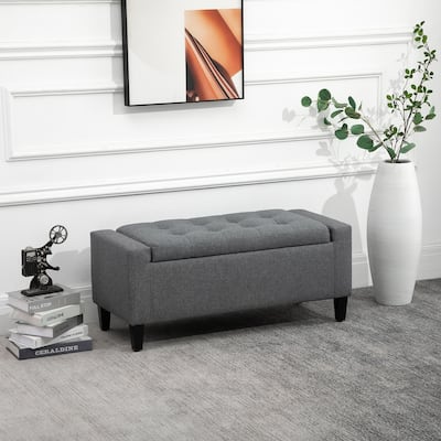 HOMCOM Ottoman Bench Tufted Storage Chest with Flipping Top, 36.25"W x 15.75"D x 15.75"H