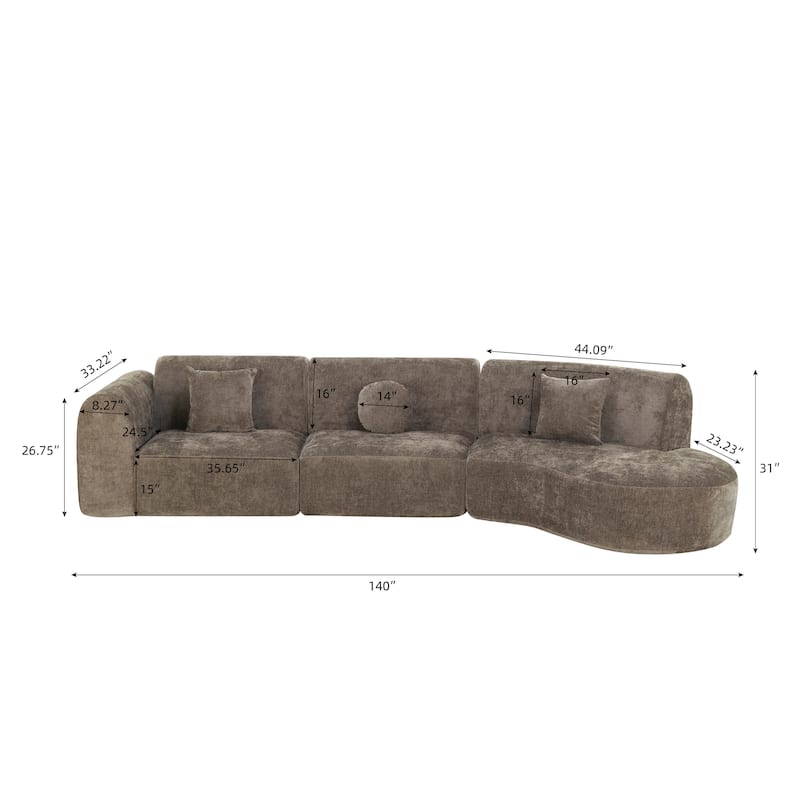 Christopher Knight Home- Buker Curved Polyester Sectional Sofa