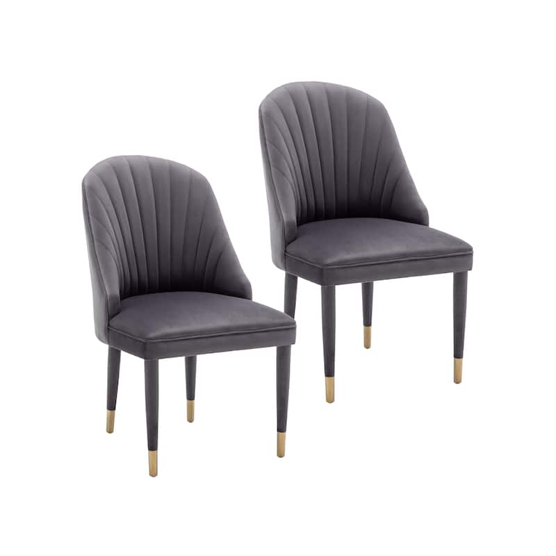 Porthos Home Wren Velvet Dining Chairs with Velvet Covered Rubberwood Legs, Set of 2
