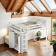 preview thumbnail 1 of 26, Wood Full Size Loft Bed with Wardrobe and Storage Shelves, White White
