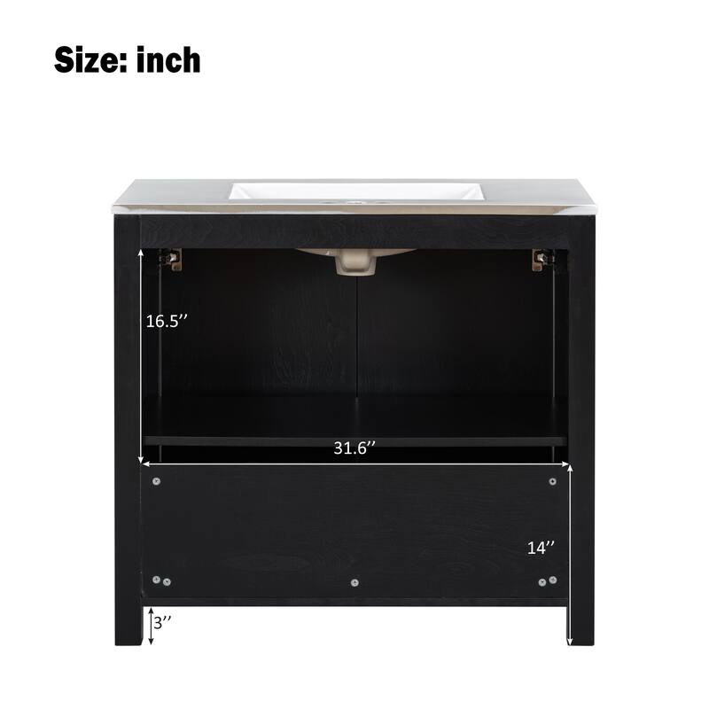 Roomfitters 36" Bathroom Vanity with Ceramic Sink and Storage Cabinet