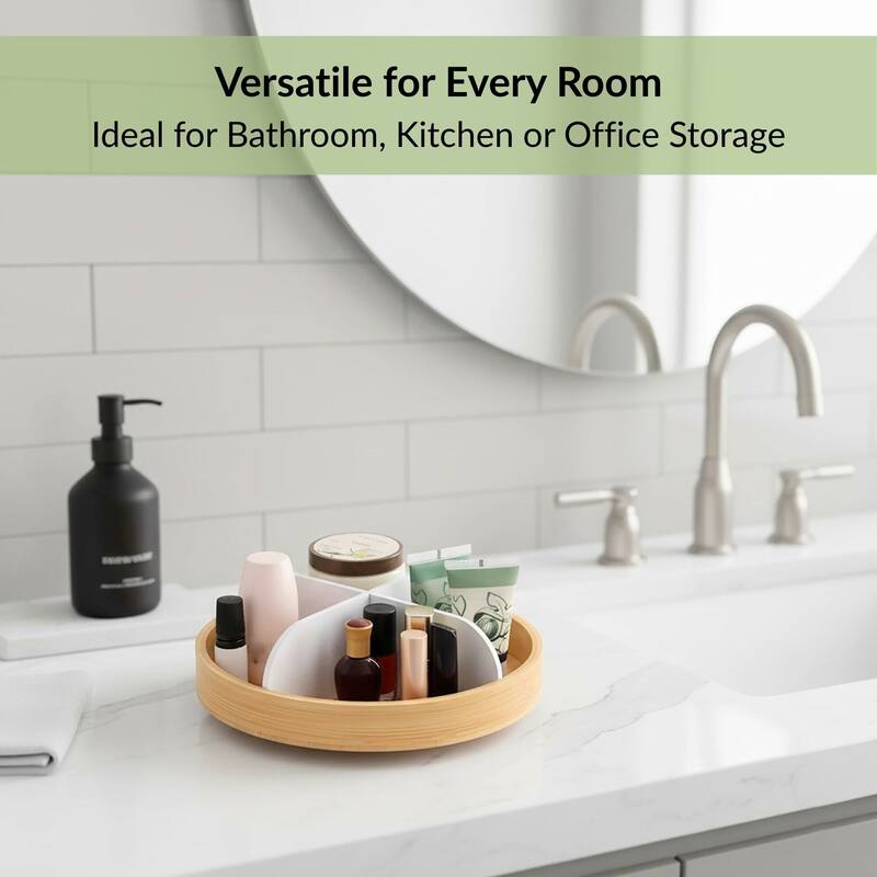 Rotating Bathroom Organizer 4 Compartments - 9.75 L x 9.75 W x 3.25 H