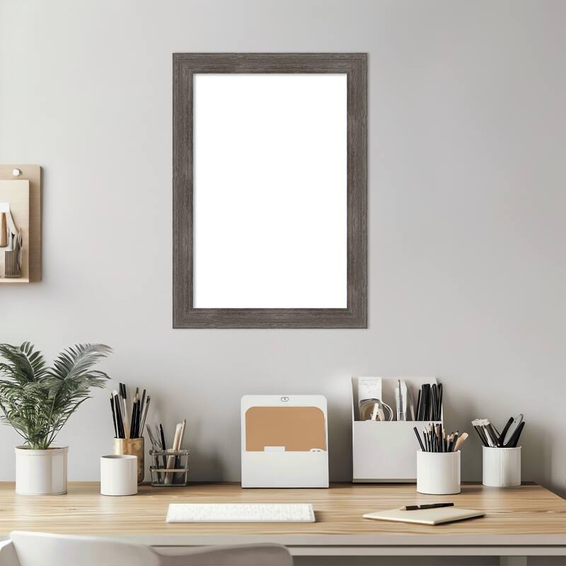 Amanti Art Pinstripe Lead Grey Framed Dry Erase Magnetic Board