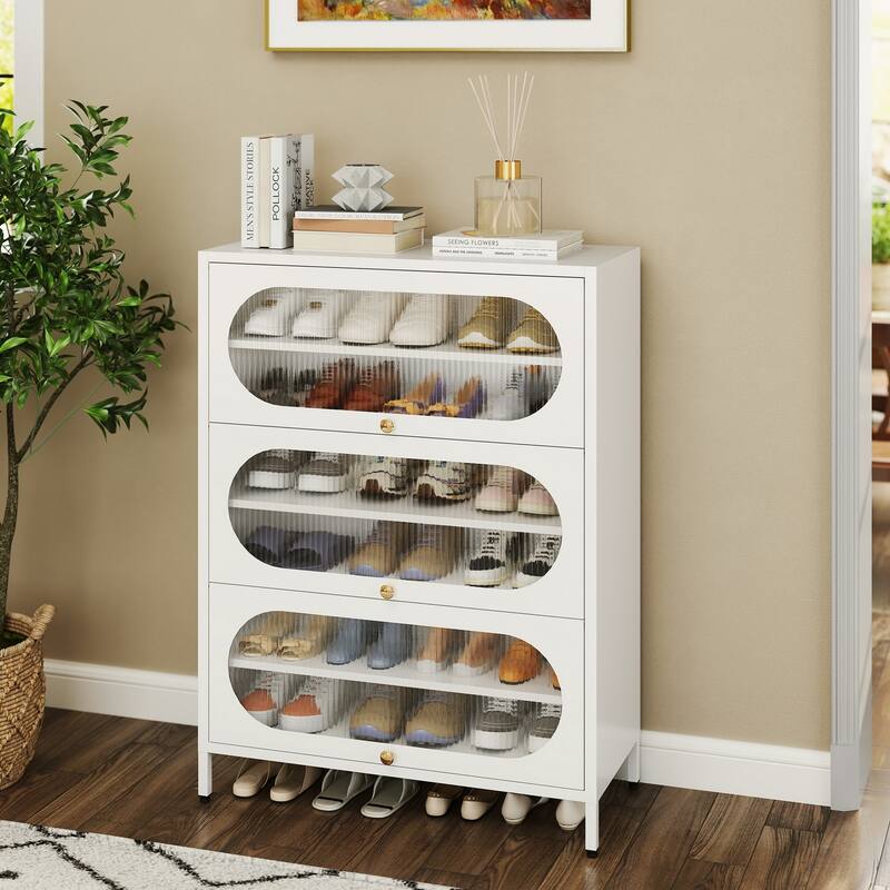 Entryway Shoe Storage Cabinet with 3/4 Flip Doors, Shoe Rack Organizer for Hallway