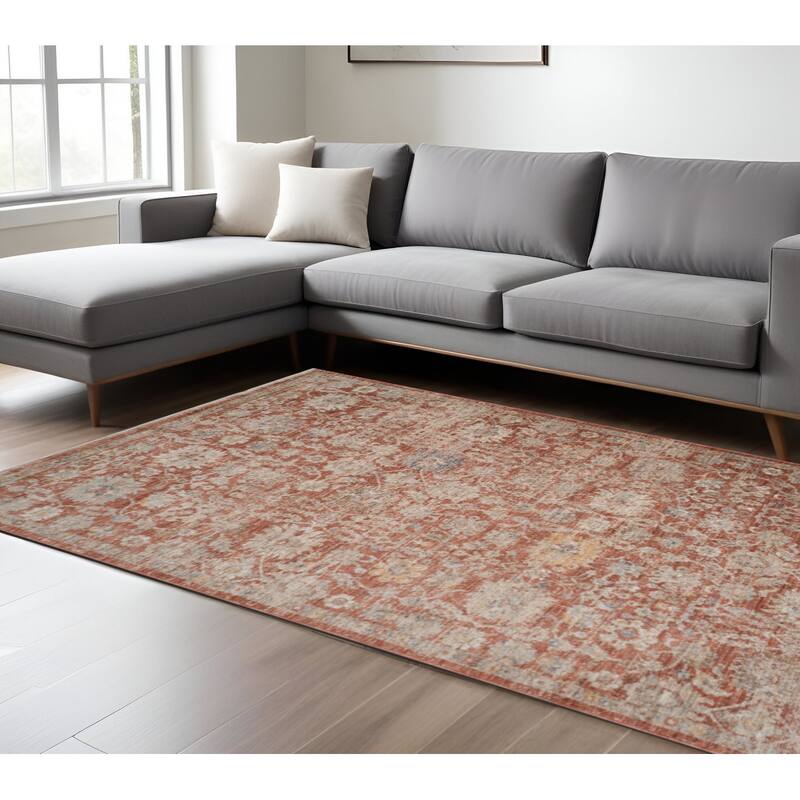HomeRoots Floral Medallion Traditional Rectangle Area Rug - 141.00 in. x 105.00 in.  x 0.30 in.