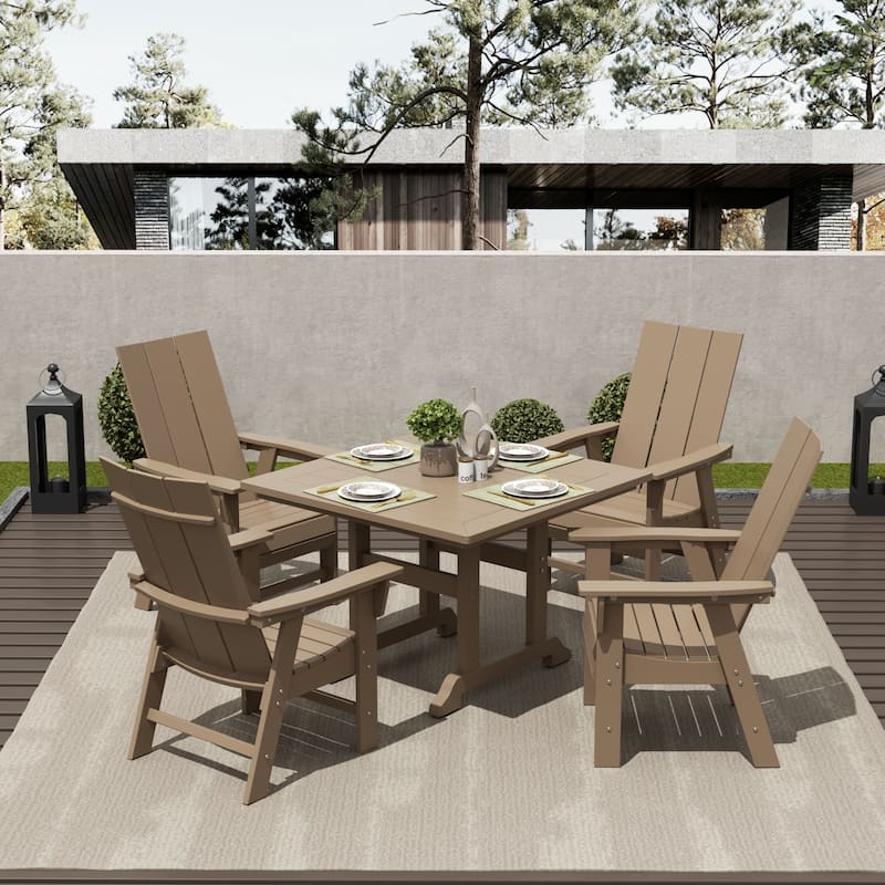 Polytrends Shoreside Hdpe All Weather Outdoor Patio Adirondack Dining Chair (1PC)