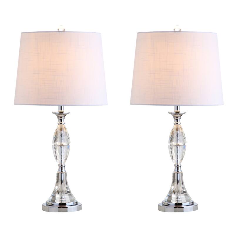 Cole 25.5" Crystal LED Table Lamp, Clear/Chrome (Set of 2) by JONATHAN Y - Clear