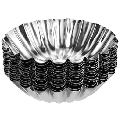 30pcs Cupcake Mold, Stainless Steel Mini Cupcake Cake Pans 3.1 x0.8inch - Silver