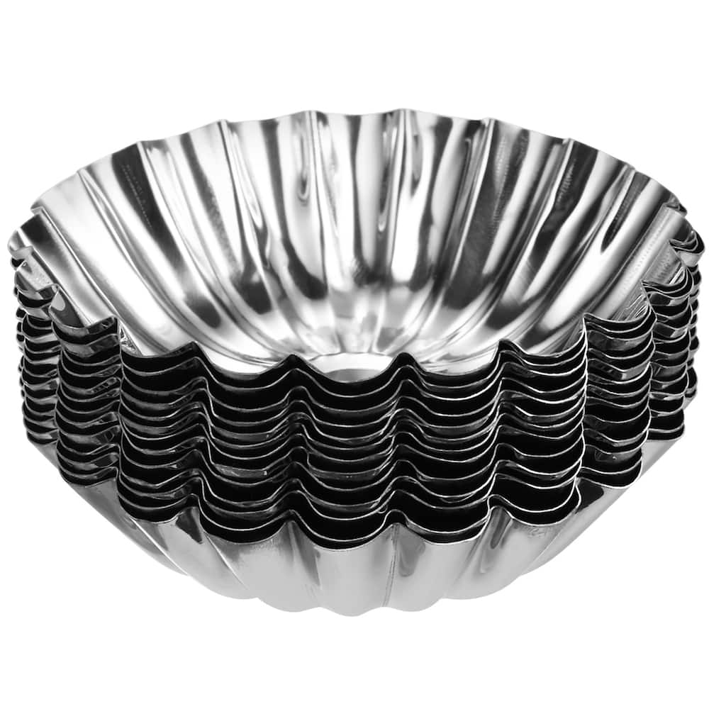 30pcs Cupcake Mold, Stainless Steel Mini Cupcake Cake Pans 3.1 x0.8inch - Silver