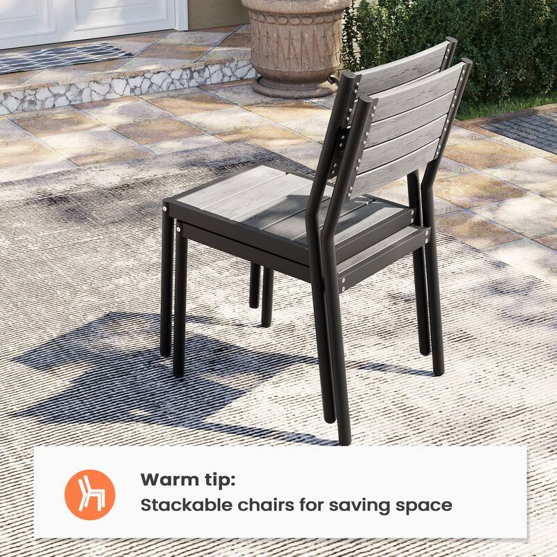 Pellebant Outdoor Patio Aluminum Stackable Dining Chairs - 19.4in D x 15.7in W x 33.9in H