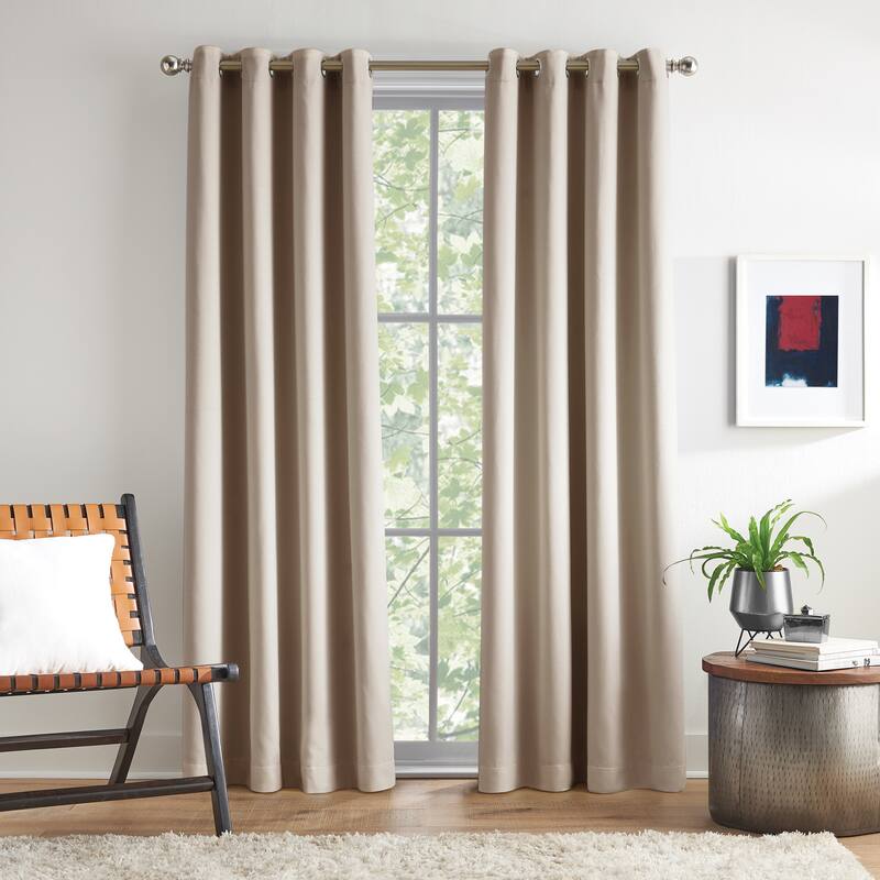 Tommy Hilfiger Kingston Grommet Curtain Panel Pair - 95-in - OATMEAL