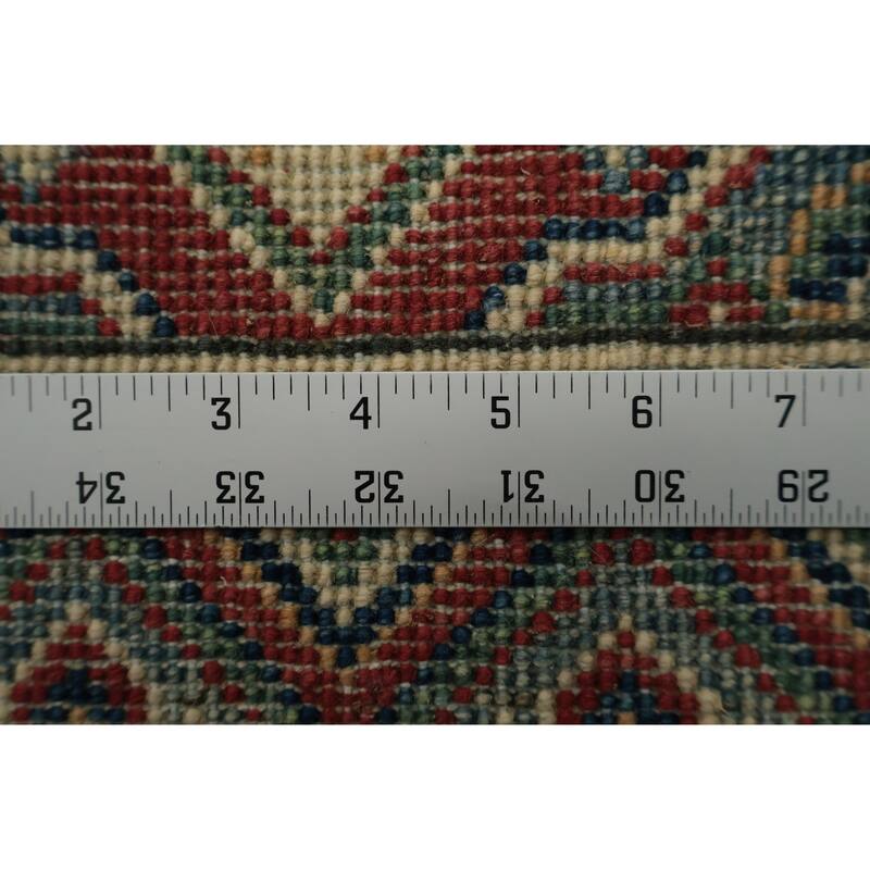 Hand Knotted Oriental 100% Wool Carpet Traditional Geometric Red Kazak Area Rug - 2' 11'' X 2' 0''