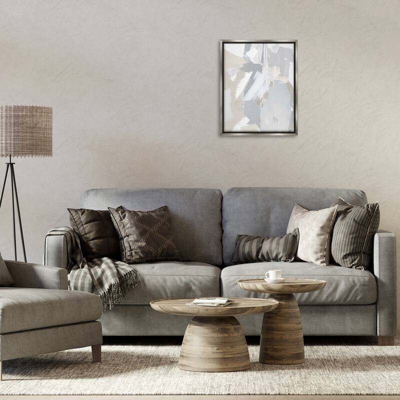 Stupell Neutral Tones Grey & Beige Framed Floater Canvas Wall Art Design By Rachel Springer