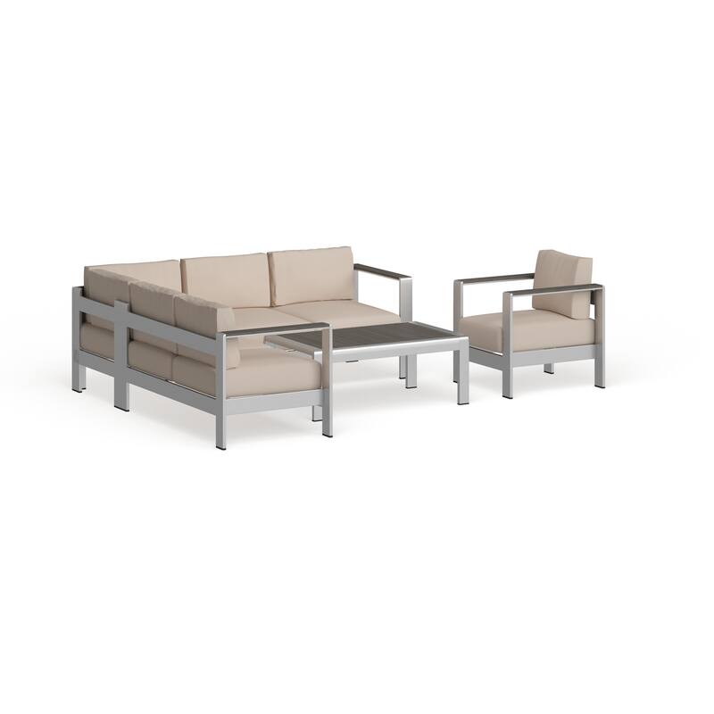 Shore 5 Piece Outdoor Patio Aluminum Sectional Sofa Set