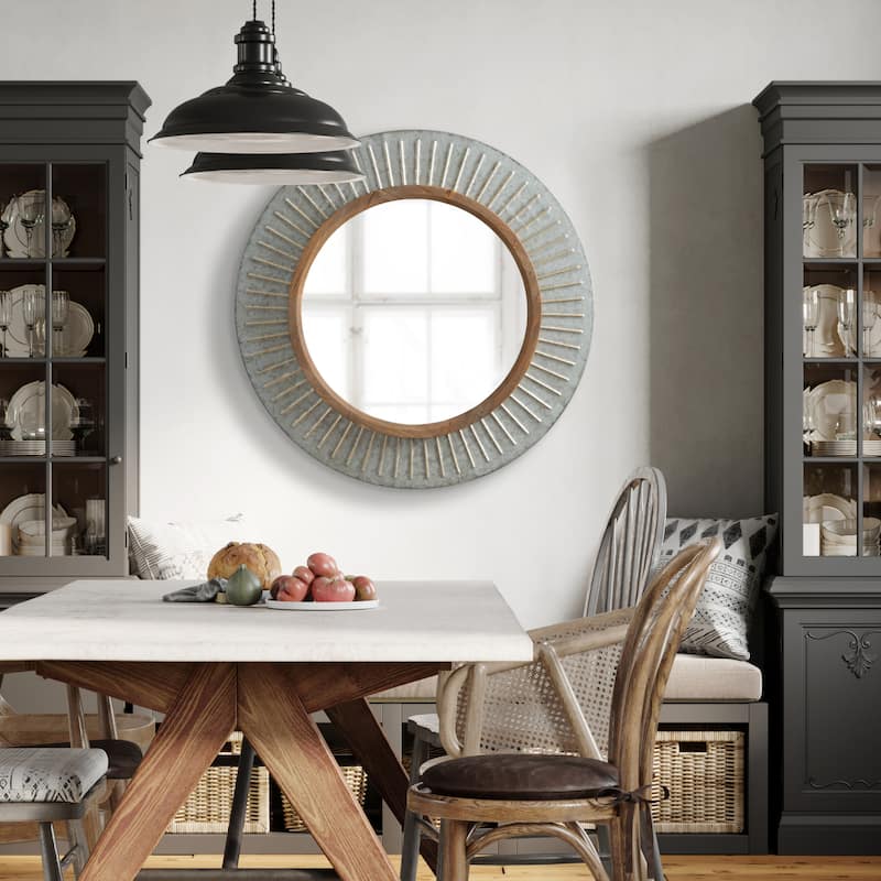 Kate and Laurel Deely Framed Wall Mirror - 29" Diameter