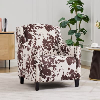 Comfy Accent Chair with Tufted Backrest, Bedroom Single Seat Arm Chair with Wooden Legs, Modern Side Chairs for Living Room