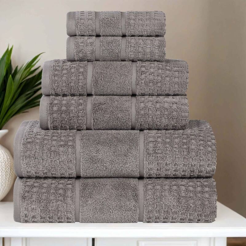 Superior Napa Zero Twist Cotton Waffle 6 Piece Bathroom Towel Set