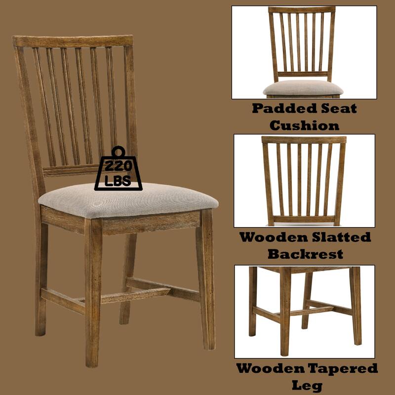 Wallace II Tan Linen & Weathered Oak Finish Side Chair (Set of 2)