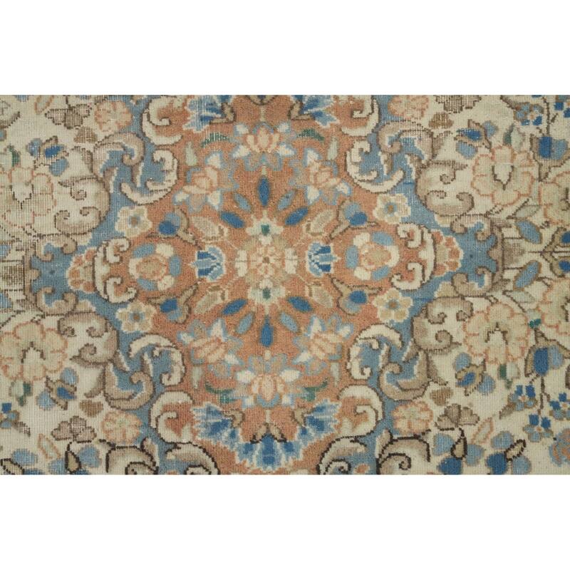 Hand Knotted Oriental 100% Wool Carpet Traditional Floral Beige & Ivories Kerman Area Rug - 7' 6'' X 4' 10''