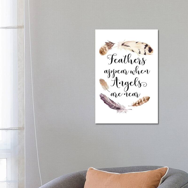 iCanvas "Feathers Appear When Angels Are Near" by Eden Printables Canvas Print - 26x18x1.5