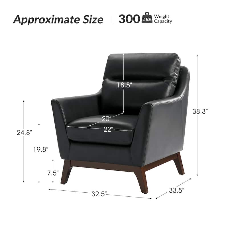 Latinus Mordern Genuine Leather Armchair with Solid Wood Legs Set of 2 by HULALA HOME