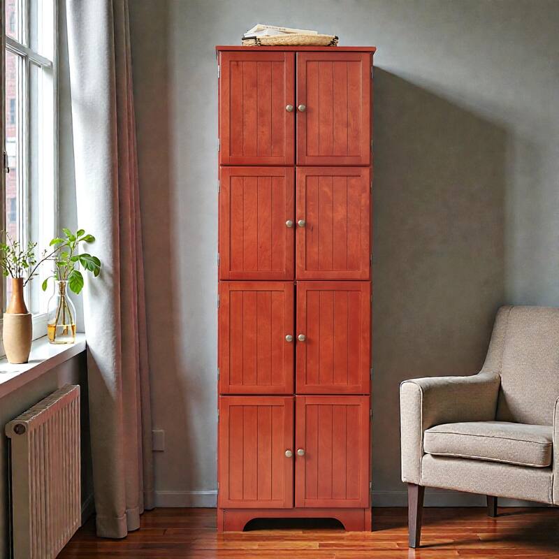 72.4 in Tall Storage Cabinet with 8 Doors and 4 Shelves, Freestanding Bookshelf Pantry Cabinet for Living Room