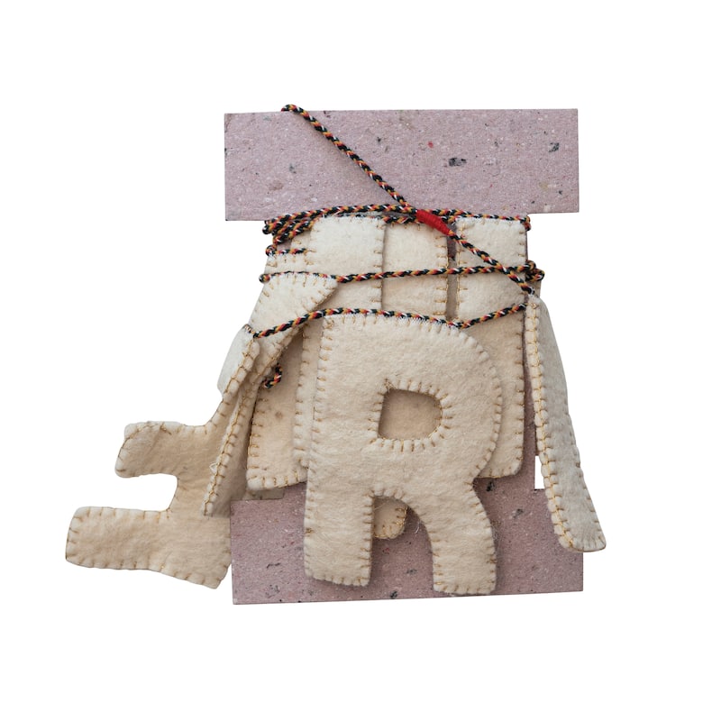 Decorative Felt "Happy Birthday" Banner - 5.0"L x 0.5"W x 78.0"H - 5.0"L x 0.5"W x 78.0"H - Ivory
