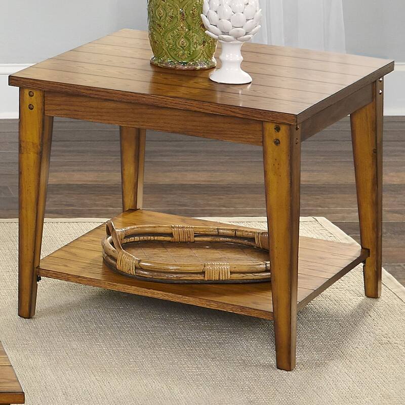 Lake House Oak Square Lamp Table - Wood